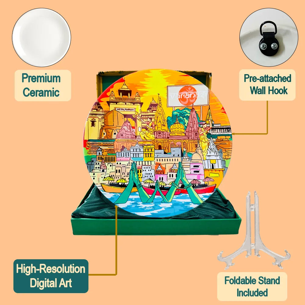 Varanasi plate set with stand hook included