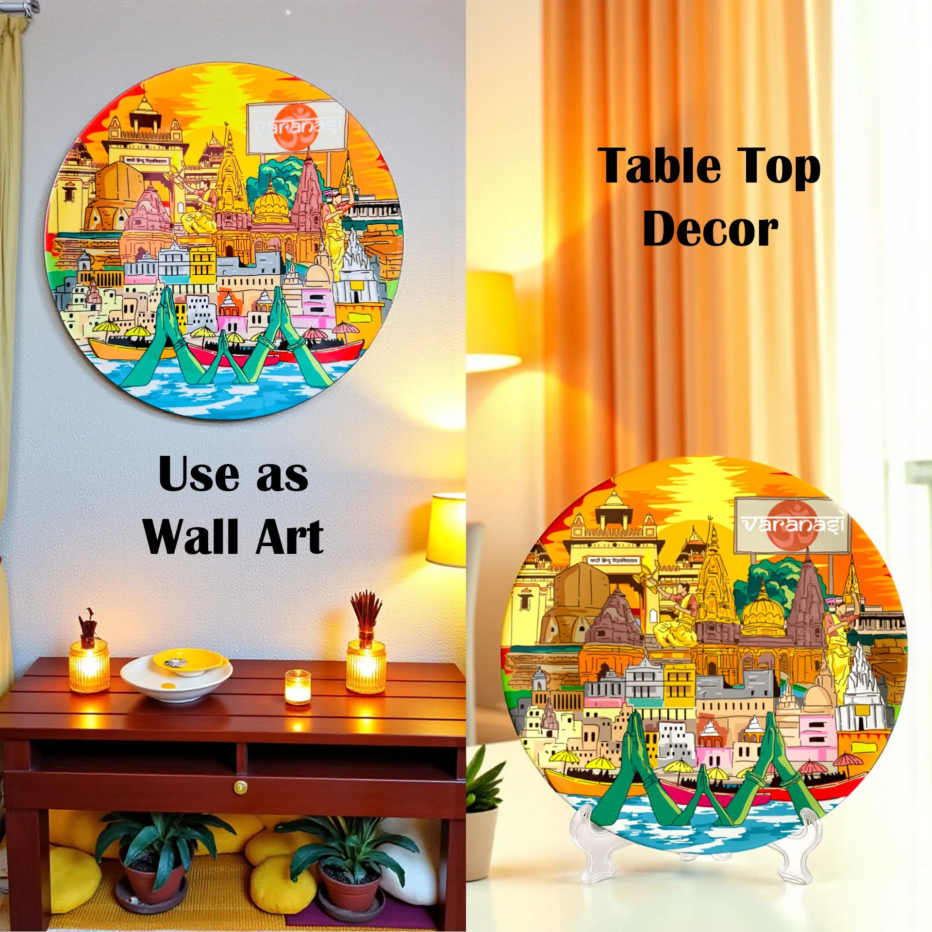 Varanasi ceramic plate styled for wall décor