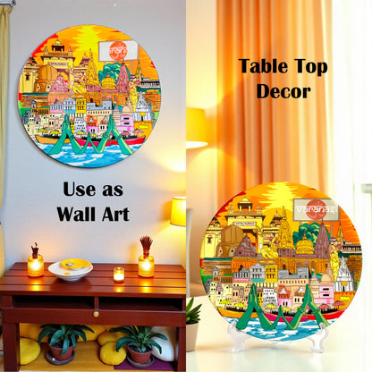 Varanasi ceramic plate styled for wall décor