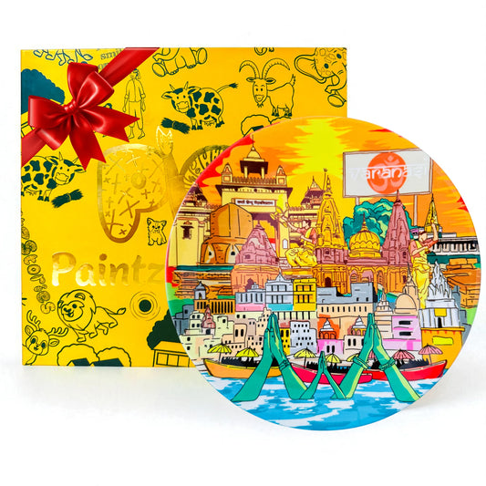PAINTZSTORIES Decorative Wall Plate for Home Decoration | Ceramic Wall Art Plate | Wall Decor items for Living Room & Bedroom | Handmade Artwork Varanasi: A Journey through India’s Spiritual Heartland | Gift for house | 10 INCH
