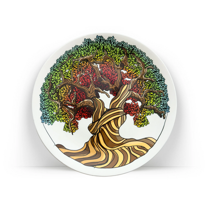 A Magnificent Tree decorative ceramic wall plate by PaintzStories for home décor