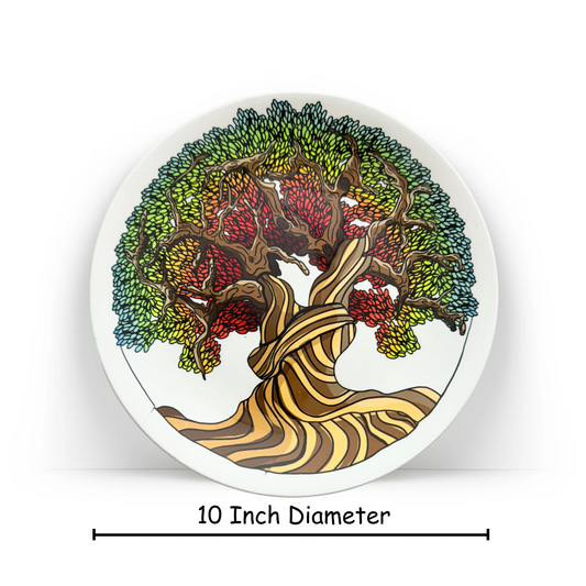 PAINTZSTORIES Decorative Wall Plate for Home Decoration | Ceramic Wall Art Plate | Wall Decor items for Living Room & Bedroom | Handmade Artwork A Magnificent Tree | Gift for house | 10 INCH