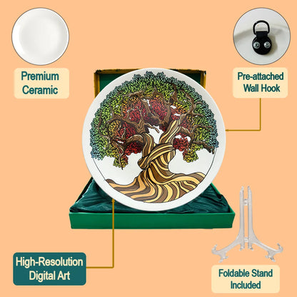 A Magnificent Tree plate set with stand hook packaging