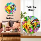 A Vibrant Bird ceramic plate used as wall décor
