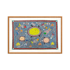 Madhubani painting Pond Fishes Animals, handmade Mithila art wall decor, size 30 x 22 inch