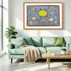 Pond Fishes Animals artwork above sofa