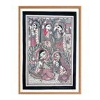 Madhubani painting Radha Krishna Premalaap, handmade Mithila art wall decor, size 22 x 30 inch