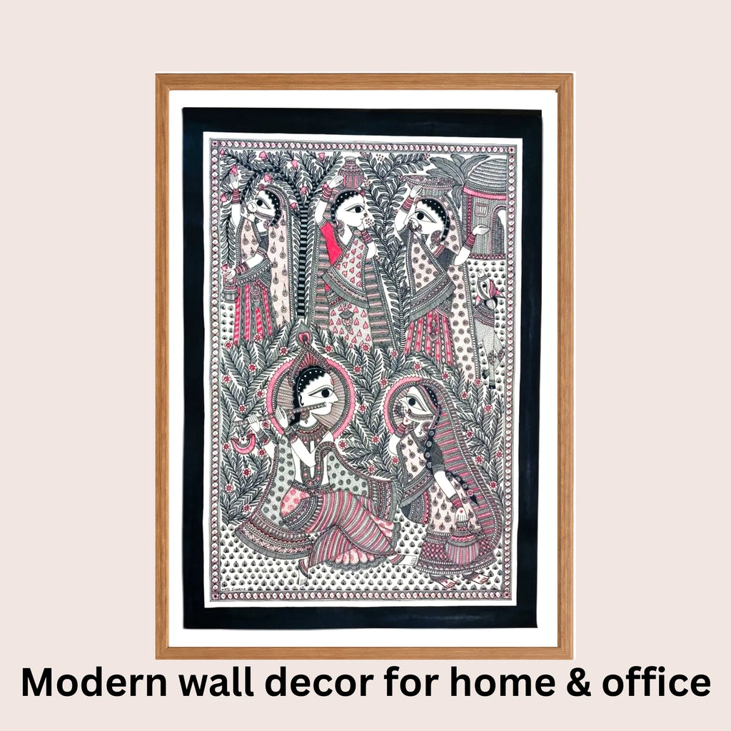 Radha Krishna Premalaap Madhubani art in modern home decor