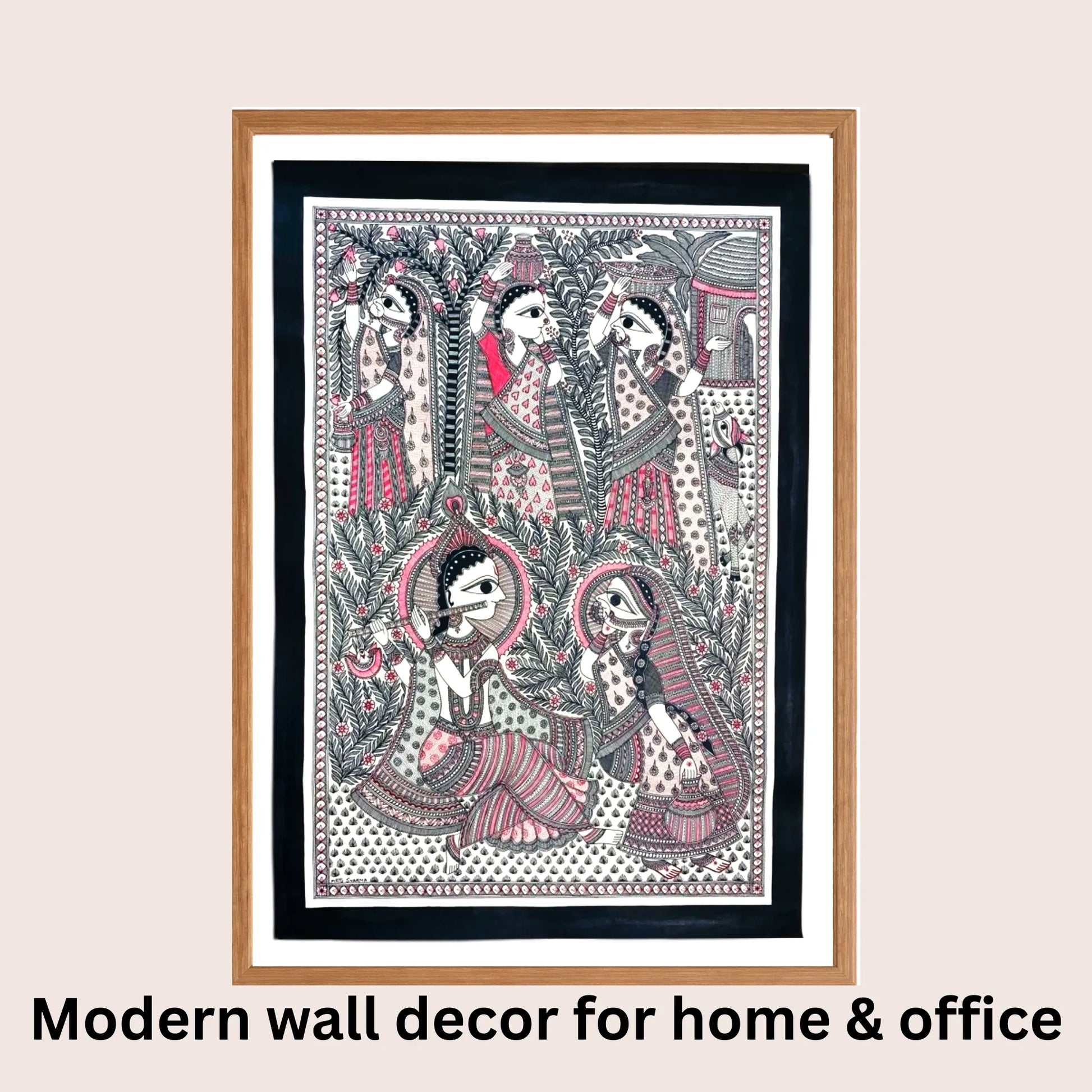 Radha Krishna Premalaap Madhubani art in modern home decor