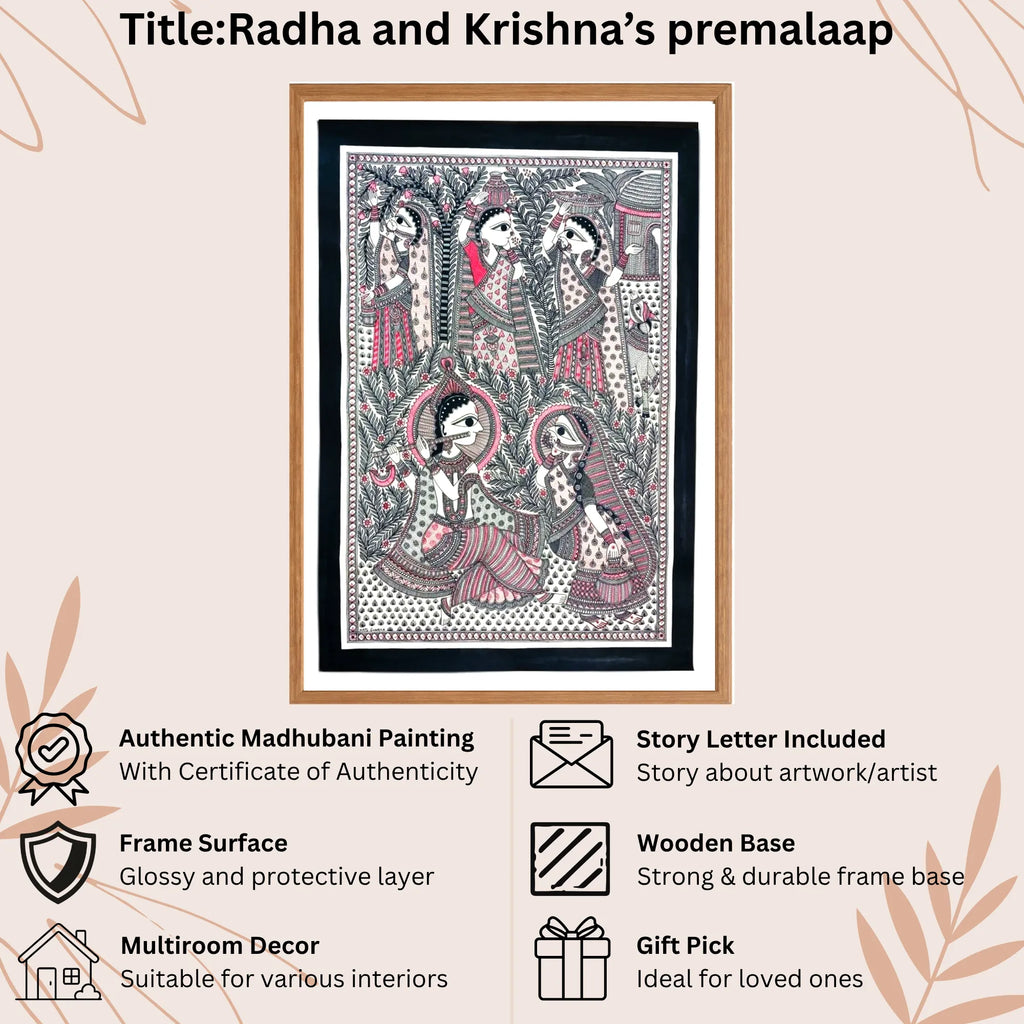 Radha Krishna Premalaap handmade painting authenticity certificate