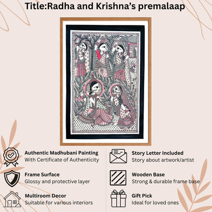 Radha Krishna Premalaap handmade painting authenticity certificate