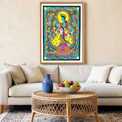 Radha Krishna Dance artwork above sofa