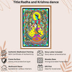 Radha Krishna Dance handmade painting authenticity certificate