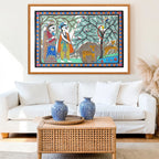 Hunter and Deers artwork above sofa