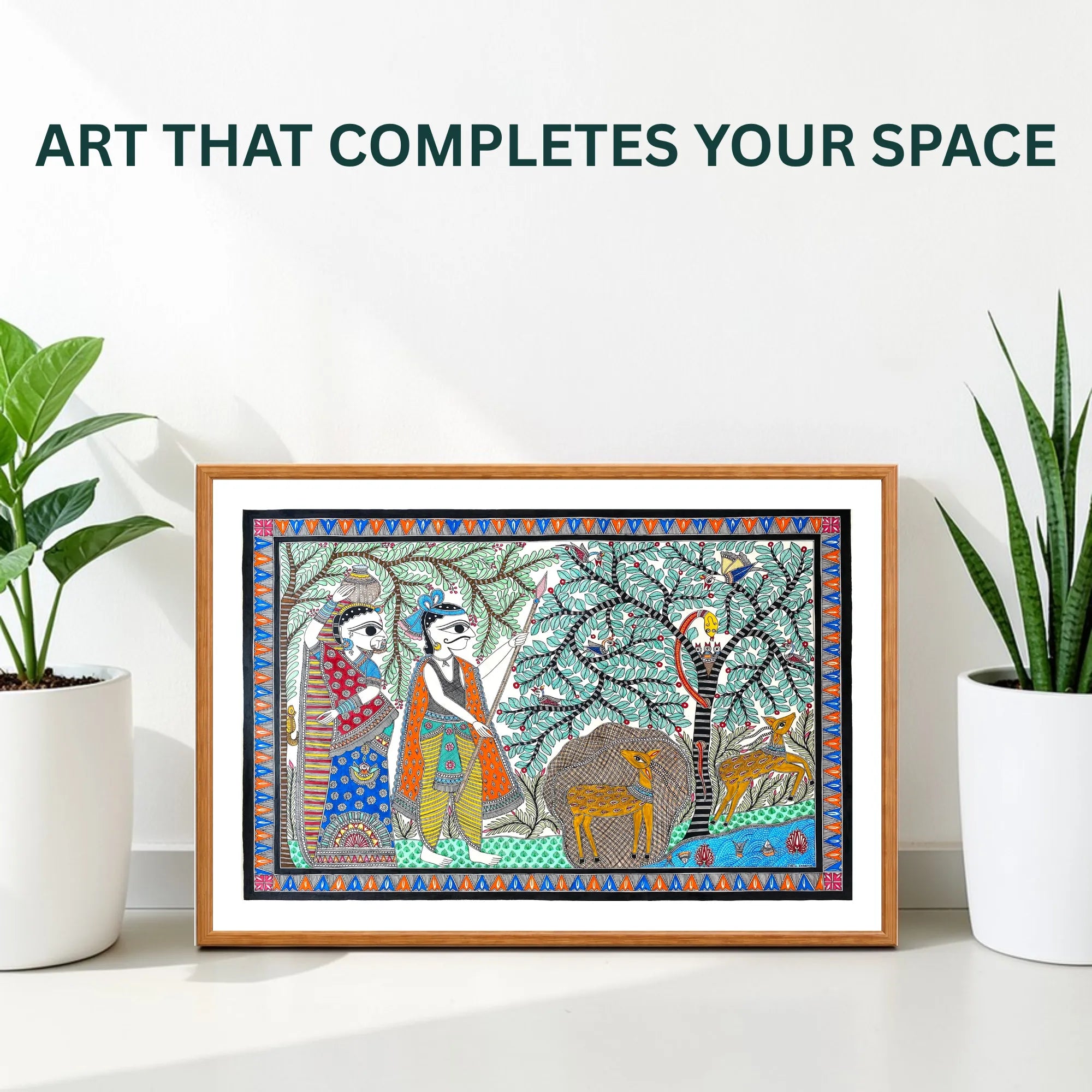 Hunter and Deers painting handmade details
