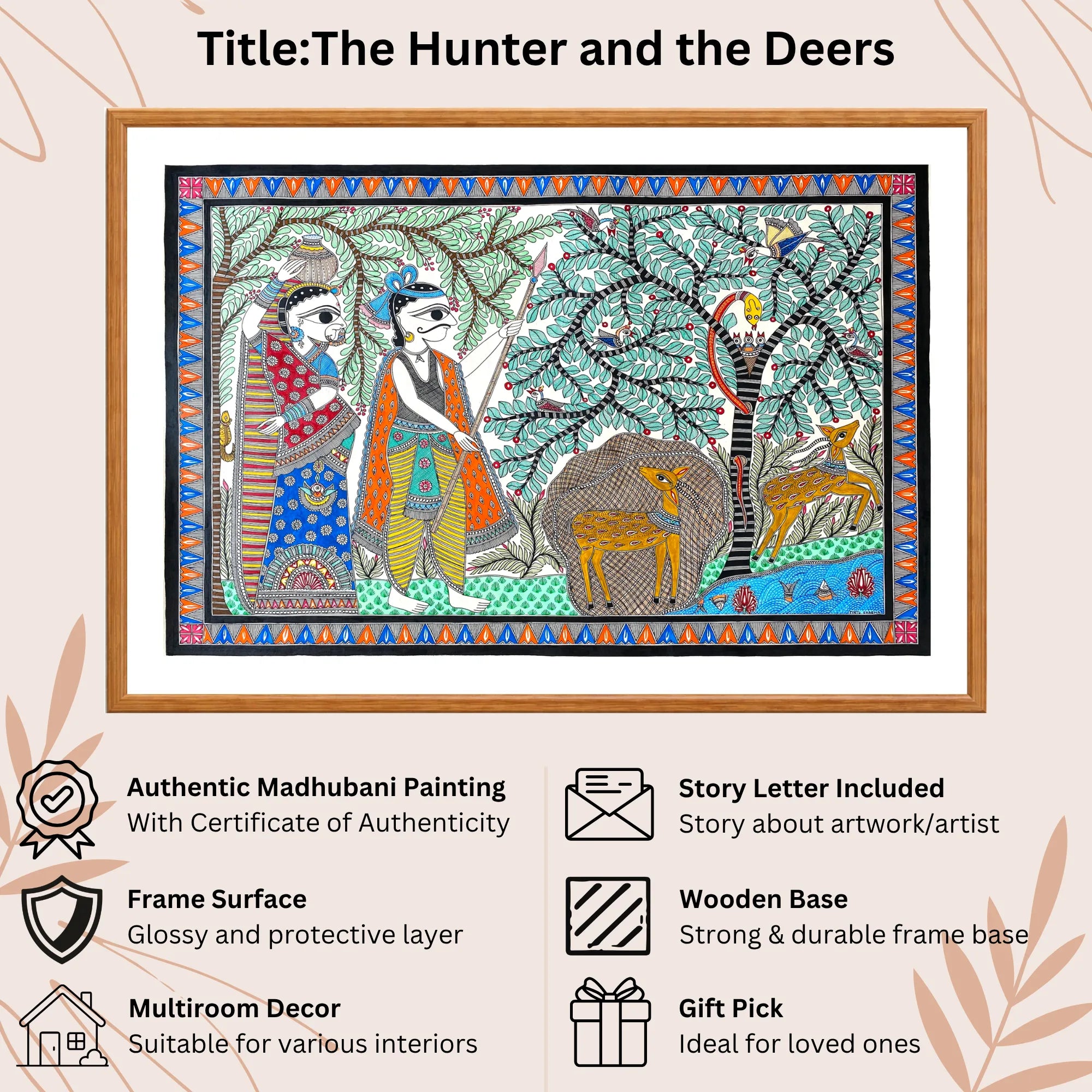 Hunter and Deers handmade painting authenticity certificate