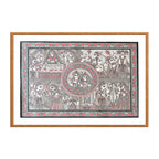 Madhubani painting Ram Sita Story, handmade Mithila art wall decor, size 30 x 22 inch