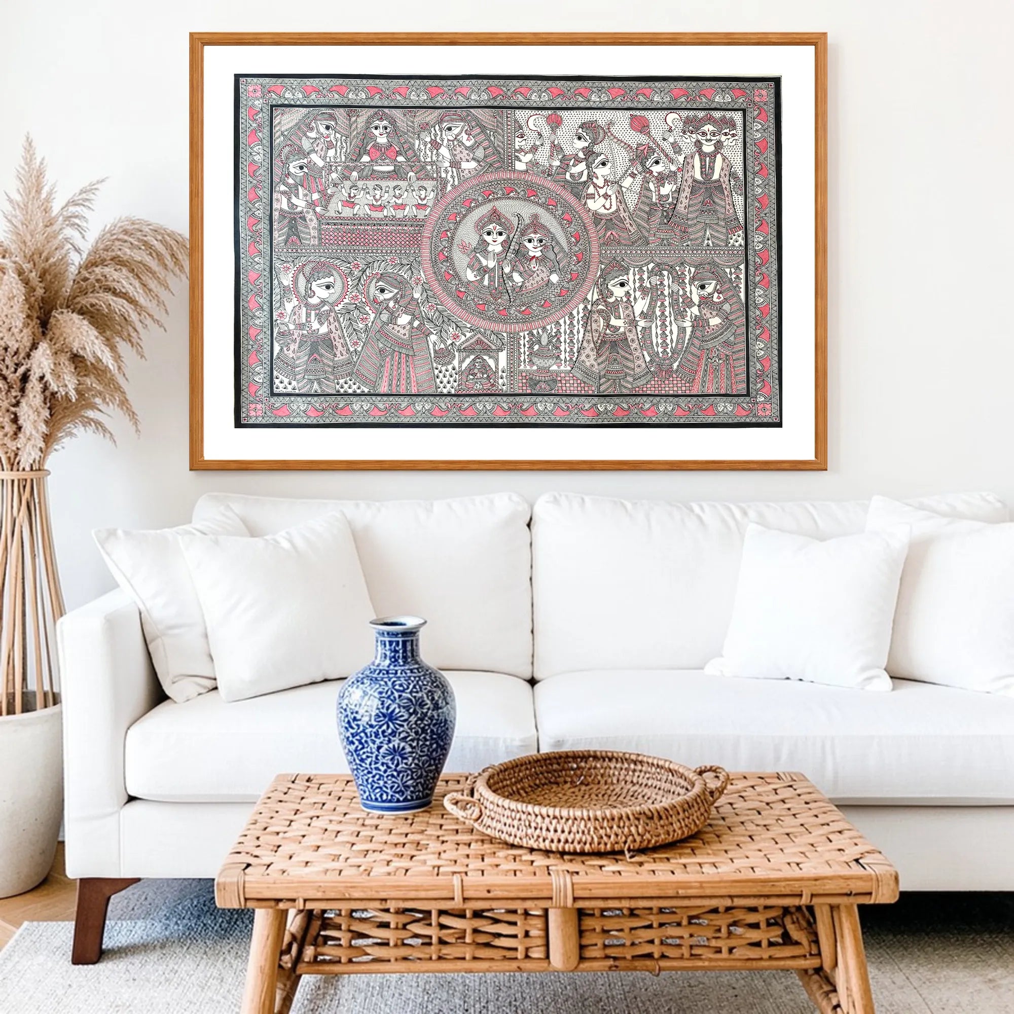 Ram Sita Story artwork above sofa