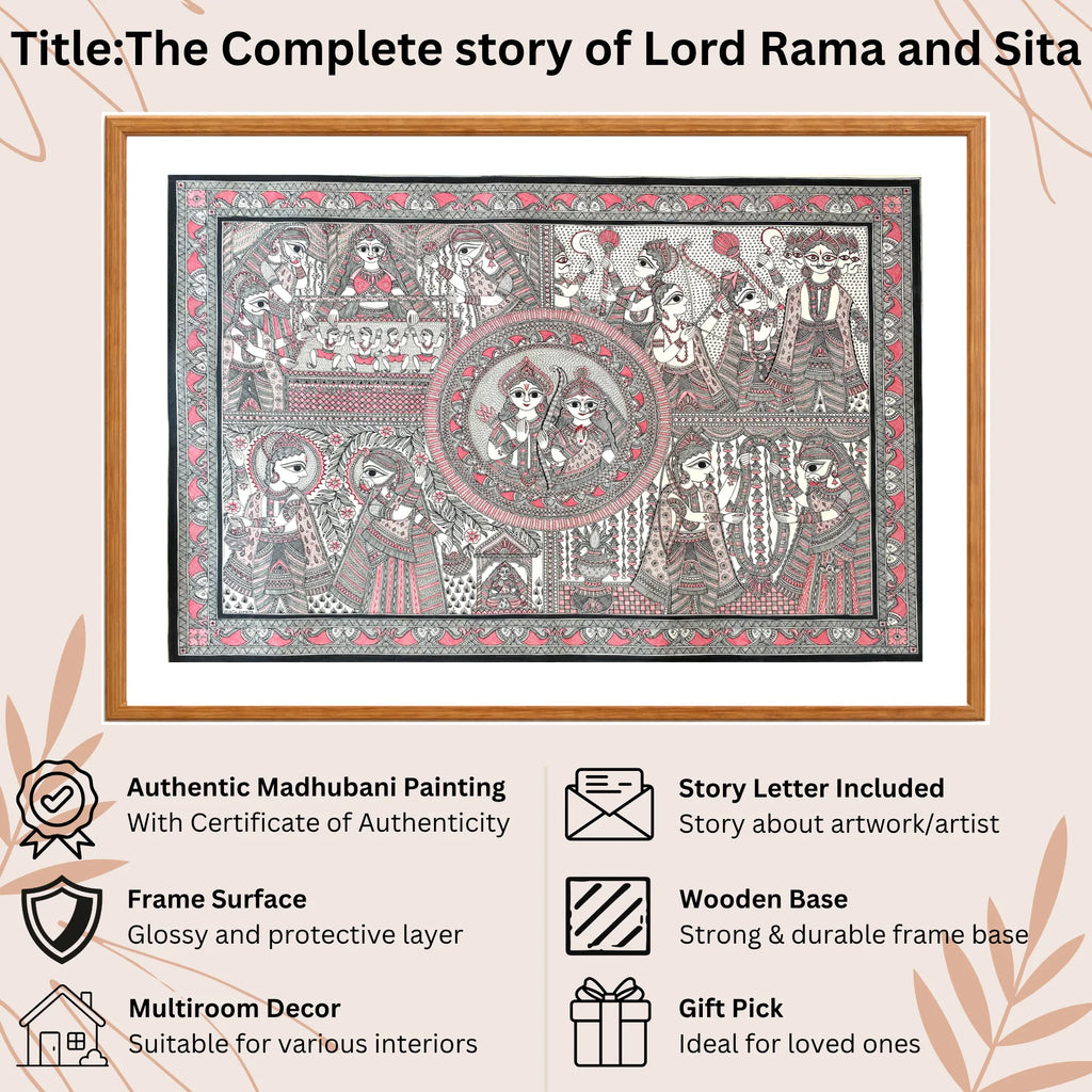 Ram Sita Story handmade painting authenticity certificate