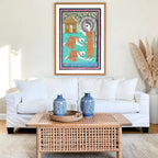 Gautam Buddha Journey artwork above sofa