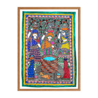 Madhubani painting Water Protection, handmade Mithila art wall decor, size 14 x 21 inch