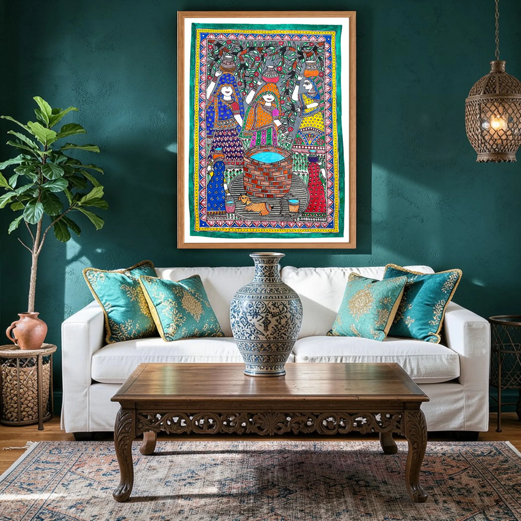 Water Protection artwork above sofa
