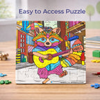 PAINTZSTORIES Guitarist Raccoon Wooden Puzzle | 1 Set 64 Pieces Jigsaw Puzzle | Educational Puzzle for Cognitive & Motor Skills Development | Birthday Gift for Kids | 4+ Years | Size 9 * 9 Inch