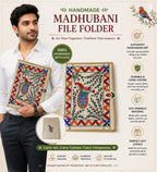 Handcrafted Madhubani Art Office File Folder – Eco-Friendly Canvas Document Holder