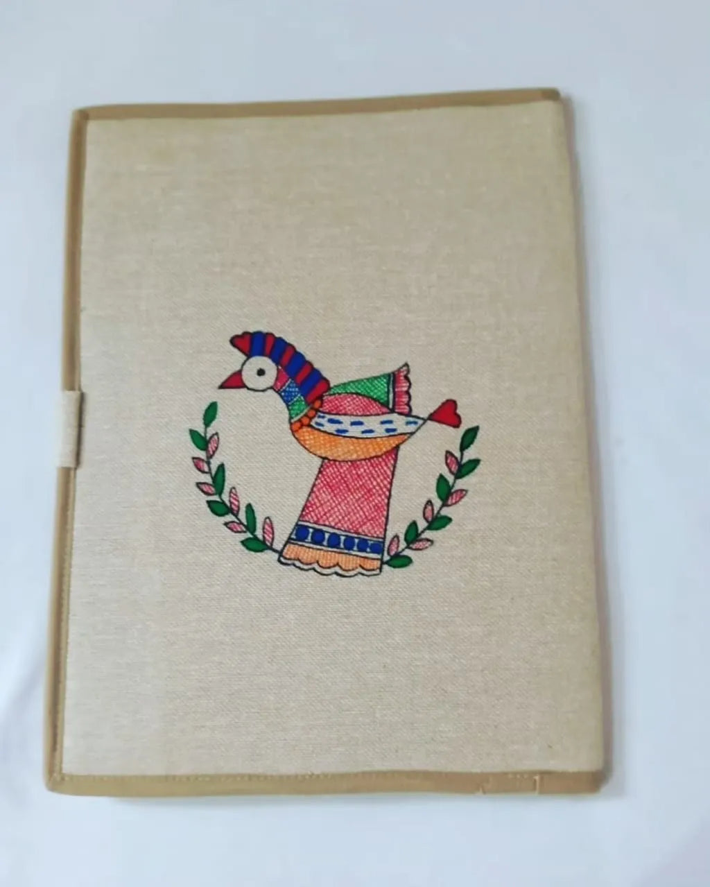 Handcrafted Madhubani Art Office File Folder – Eco-Friendly Canvas Document Holder