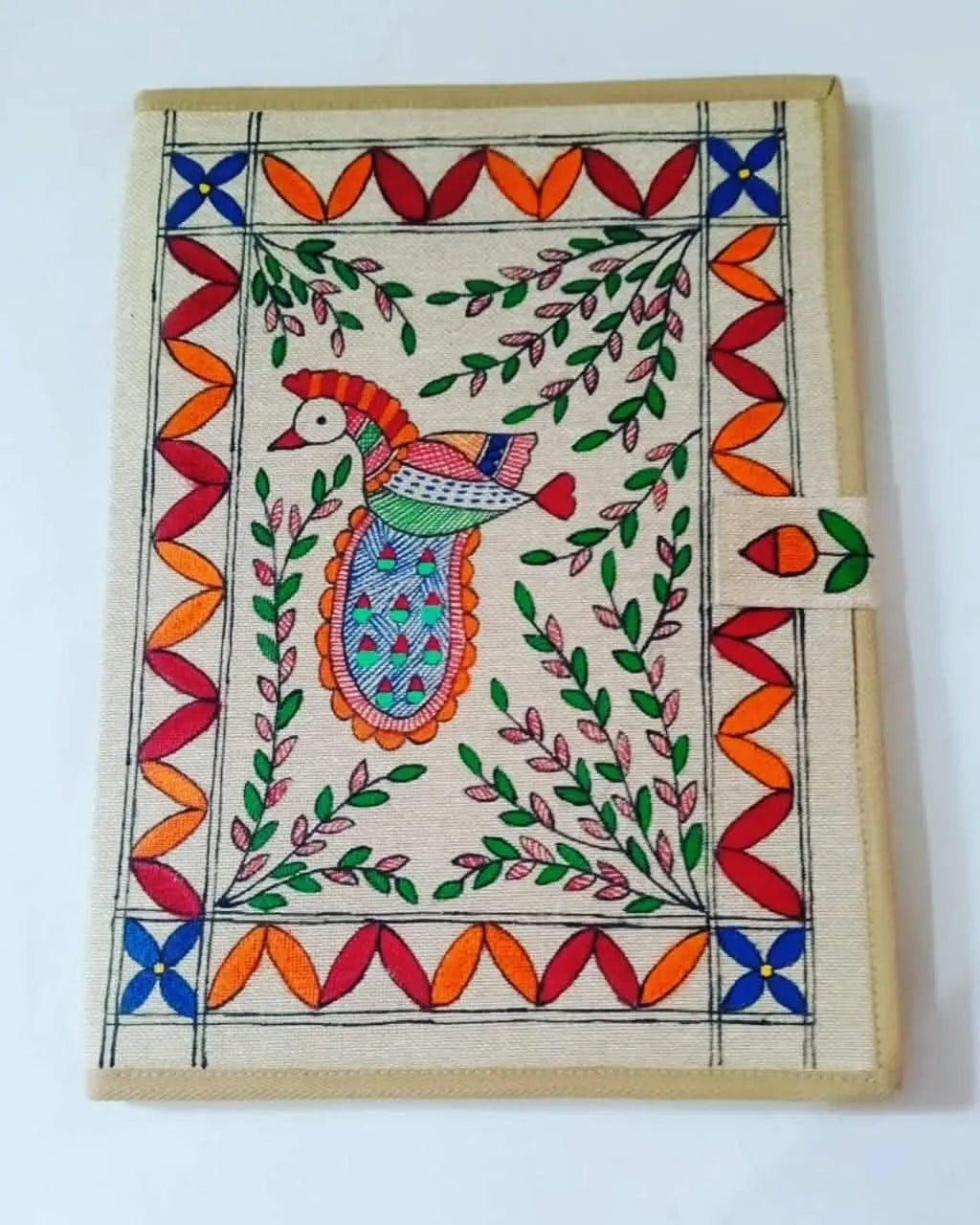 Handcrafted Madhubani Art Office File Folder – Eco-Friendly Canvas Document Holder