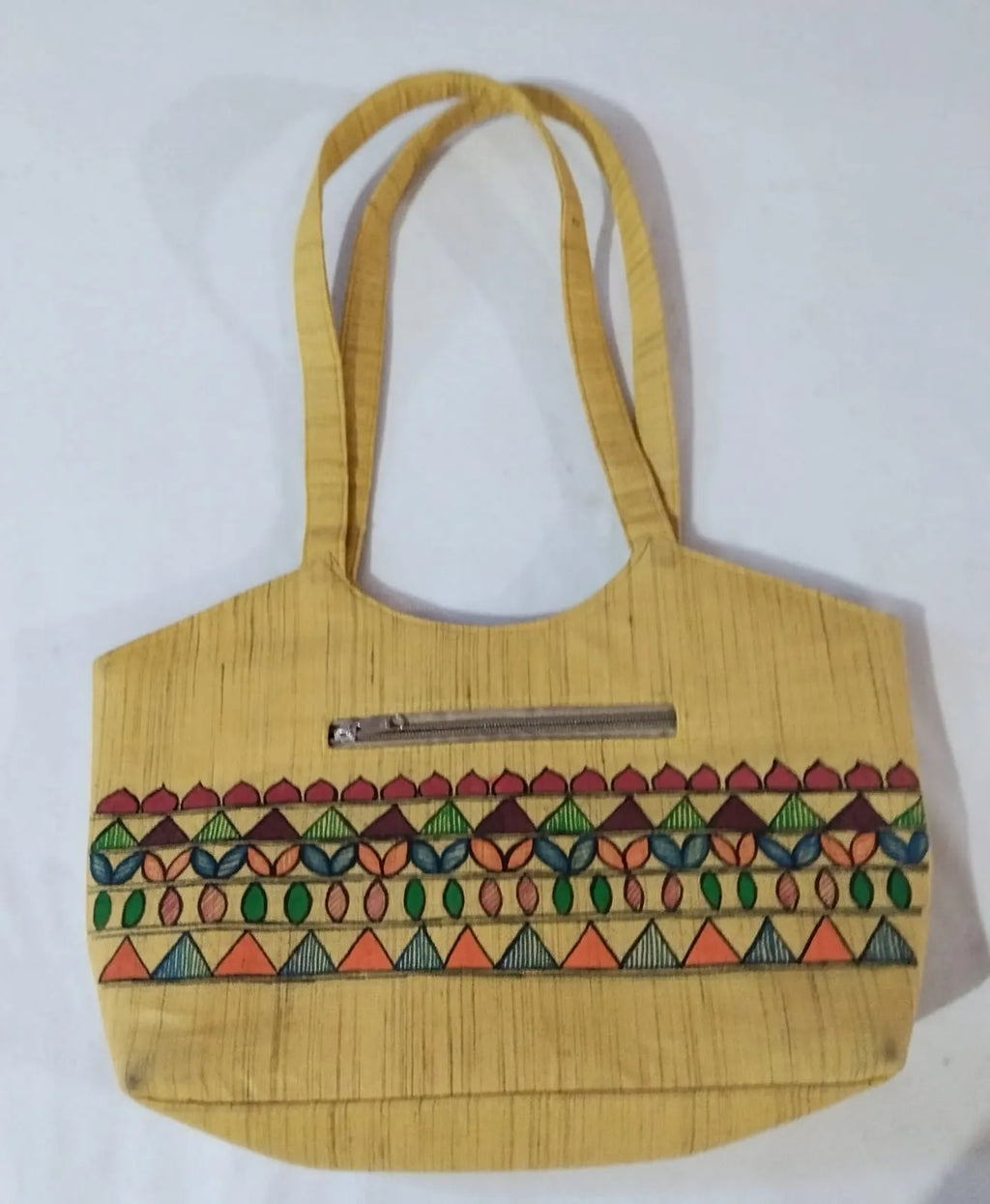 Handmade Madhubani Hand-Painted Khadi Cotton Hand Bag
