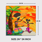 African Sunset Serenity: Mother & Child Doodle canvas print dimensions 2 feet x 2 feet framed wall art