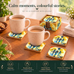 PaintzStories Ancient Ritual decorative wooden coasters for home decor