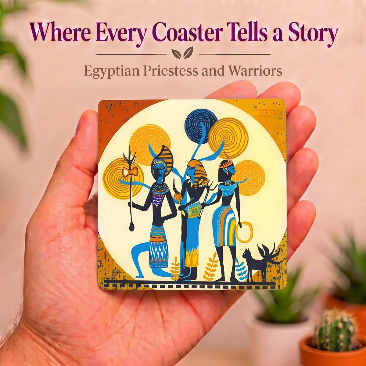 PaintzStories Ancient Ritual artistic wooden coaster story artwork