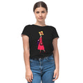 A Walking Lady women's artistic cotton t-shirt in Black by PaintzStories