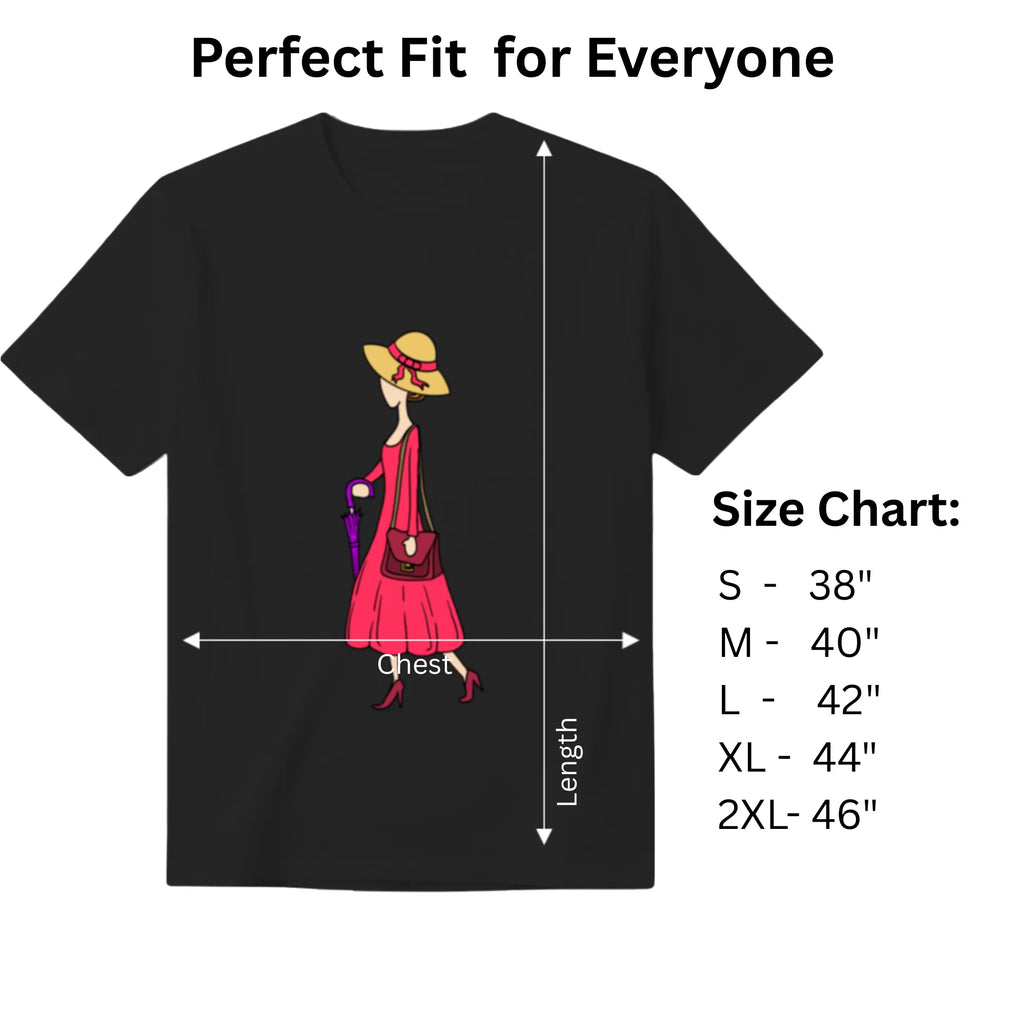 A Walking Lady women's graphic tee size chart and dimensions guide