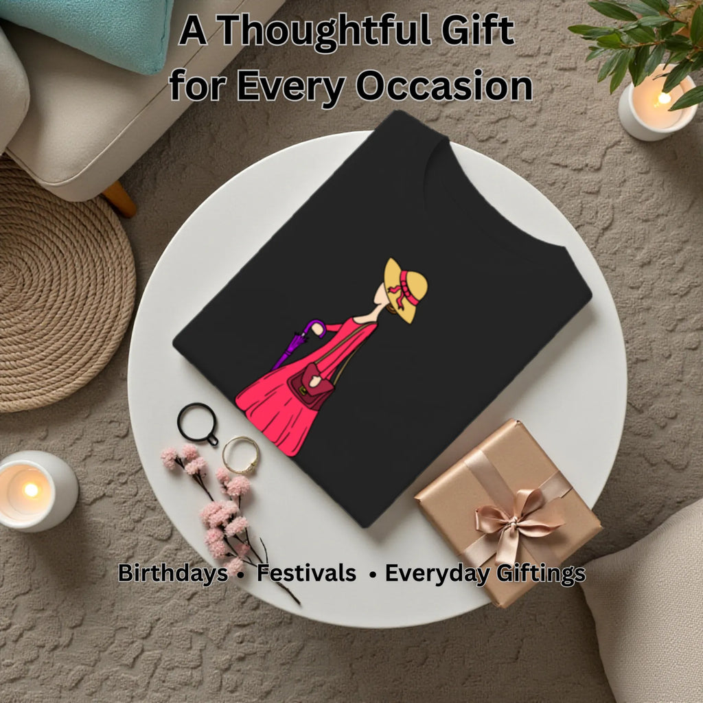 A Walking Lady artistic t-shirt gift for women, birthdays and special occasions