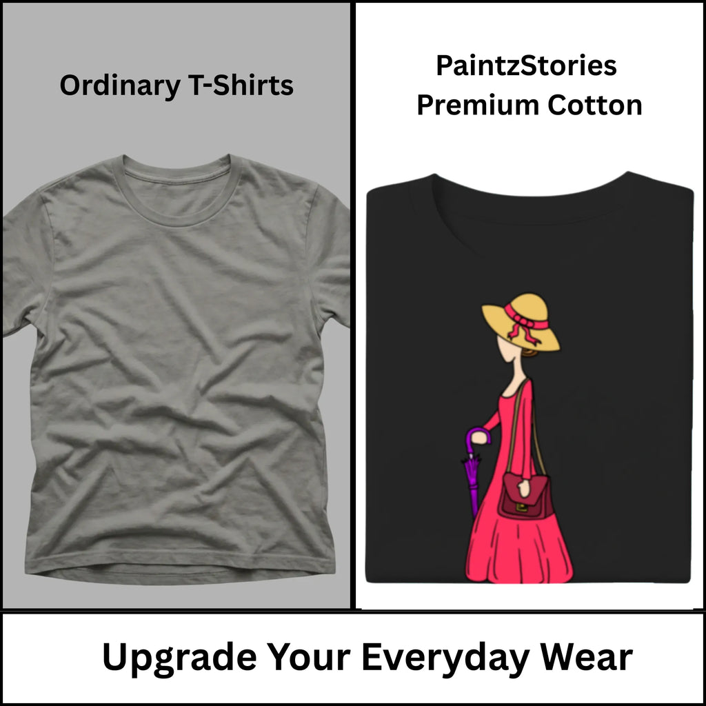 Premium quality stitching and artwork print on A Walking Lady women's graphic tee