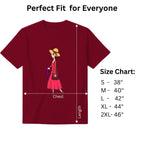 A Walking Lady women's graphic tee size chart and dimensions guide