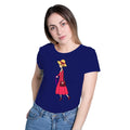A Walking Lady women's artistic cotton t-shirt in Navy Blue by PaintzStories