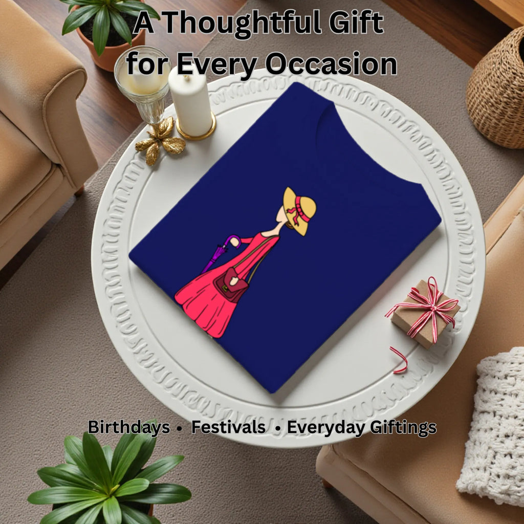 A Walking Lady artistic t-shirt gift for women, birthdays and special occasions