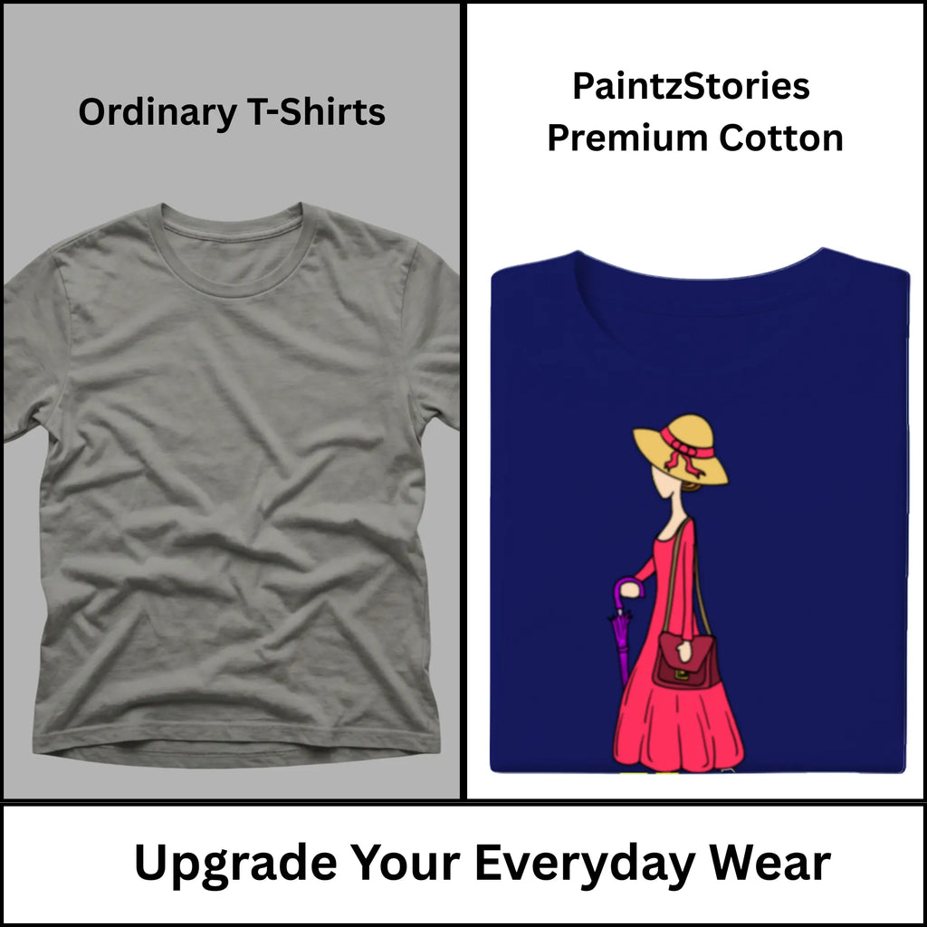 Premium quality stitching and artwork print on A Walking Lady women's graphic tee