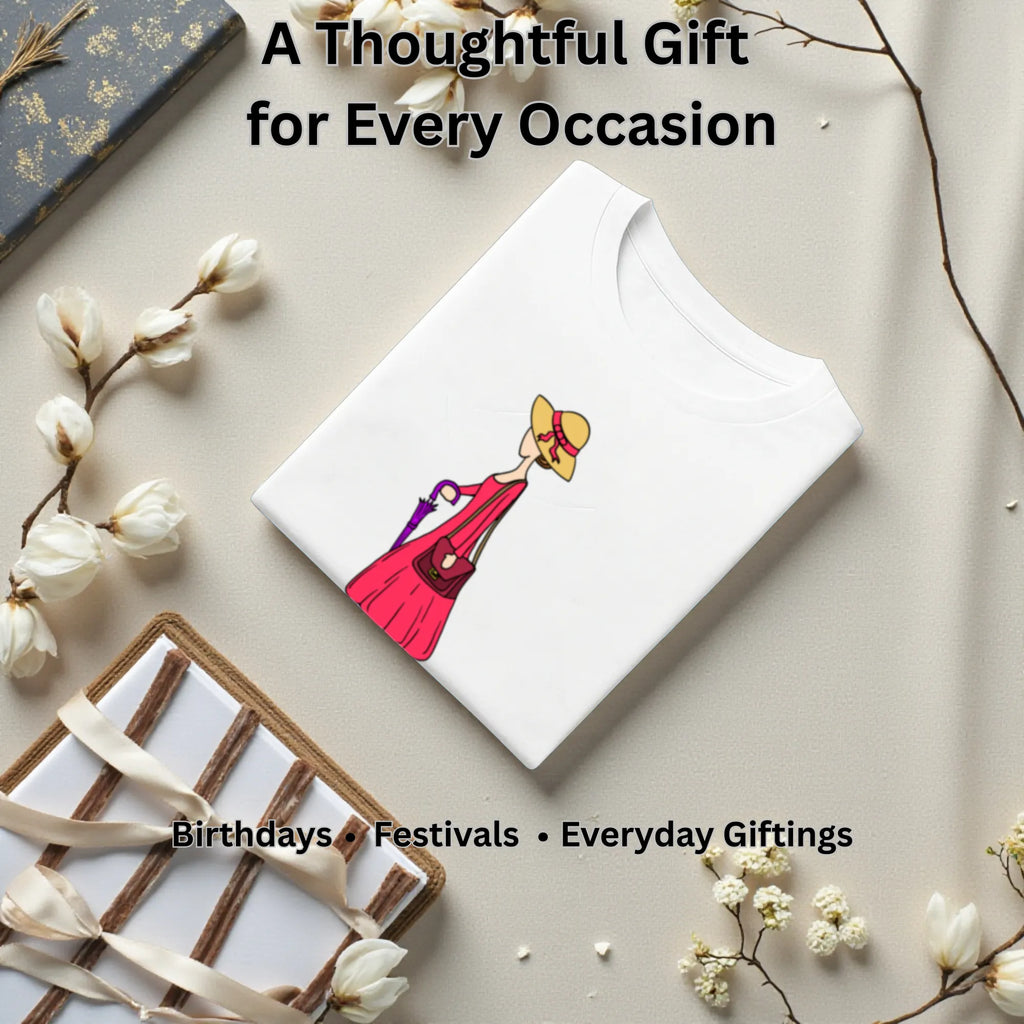 A Walking Lady artistic t-shirt gift for women, birthdays and special occasions