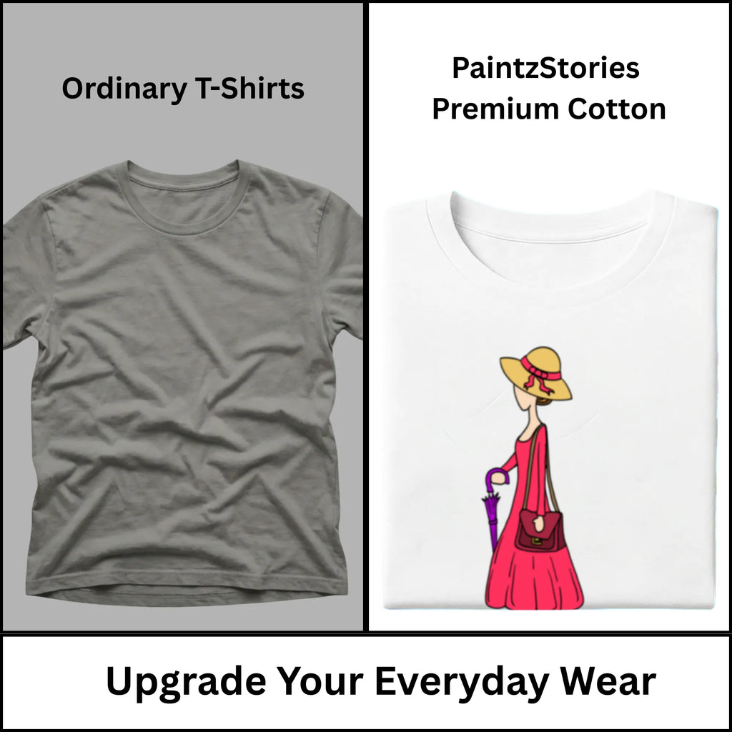 Premium quality stitching and artwork print on A Walking Lady women's graphic tee