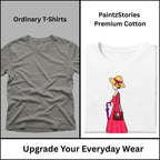 Premium quality stitching and artwork print on A Walking Lady women's graphic tee