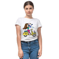 A Girl on Scooter women's artistic cotton t-shirt in White by PaintzStories