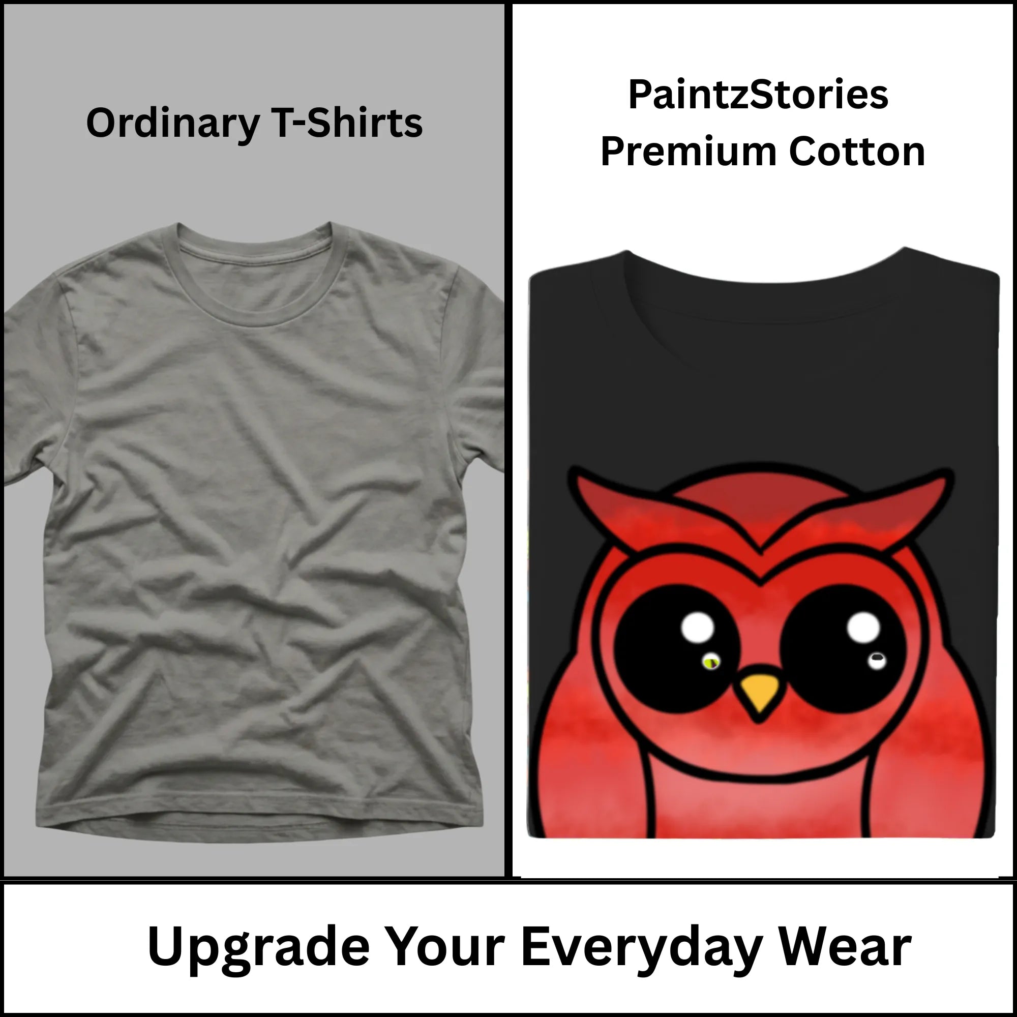 Premium quality stitching and artwork print on A Graceful Owl women's graphic tee