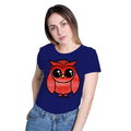 A Graceful Owl women's artistic cotton t-shirt in Navy Blue by PaintzStories