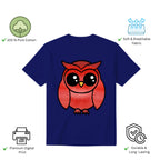 A Graceful Owl women's t-shirt features premium cotton and vibrant artwork print
