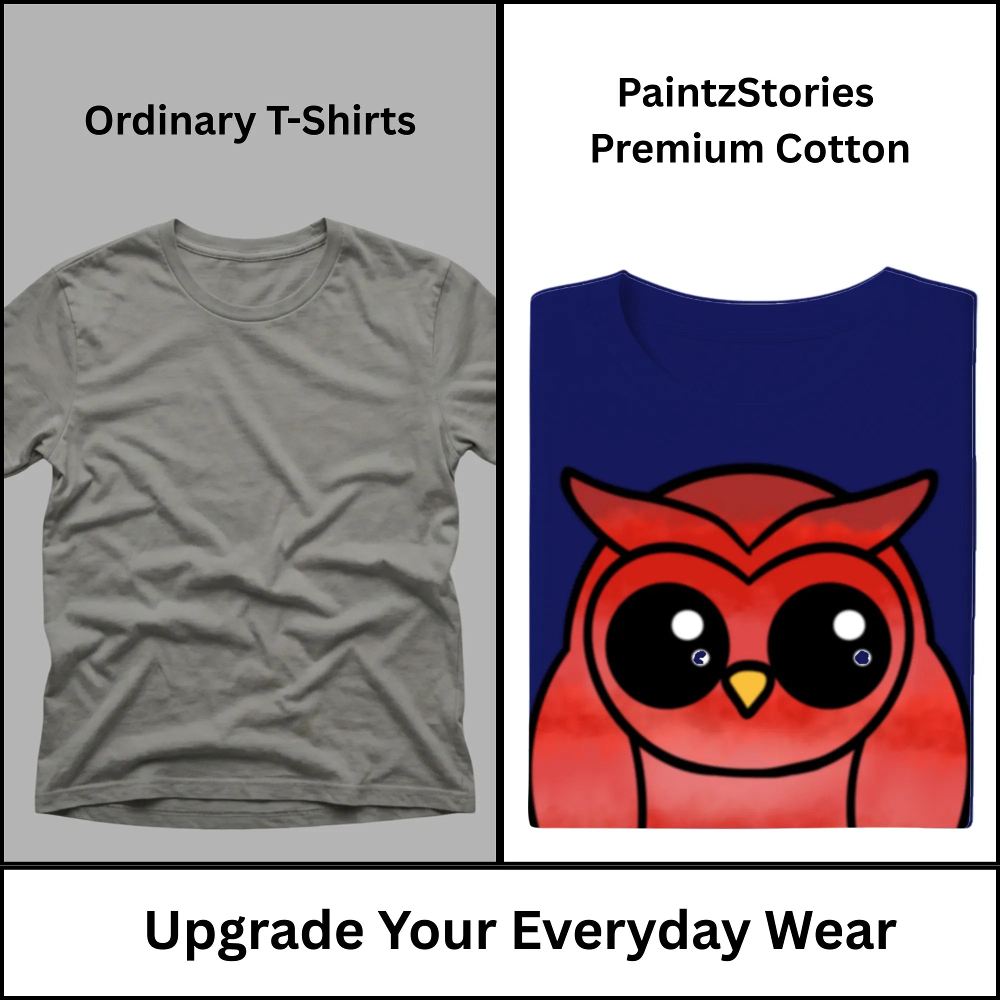 Premium quality stitching and artwork print on A Graceful Owl women's graphic tee
